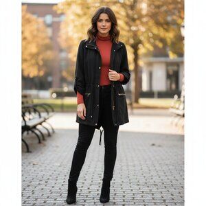 JustFab Raglan Sleeve Parka Jacket NWT Black Small